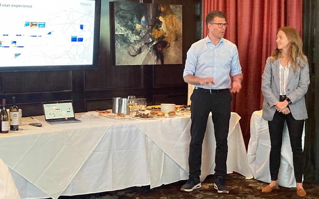 ChronosHub CEO Christian Grubak and VP of Operations Jess Rucker at the 46th annual SSP Conference